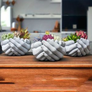 Crafted palm flower pots, vintage style stone patterned flower pots, juicy window flower pots, home porch decoration flower pots, bottom drainage ditches, large-diameter flower pots, suitable for planting various plants