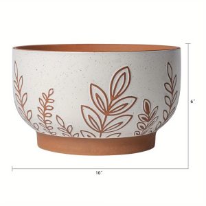 terracotta planter with drain plug for easy watering, wide feet to prevent tipping, weather-resistant terracotta construction is perfect for any indoor or outdoor setting, perfect for succulents, flowers and other small houseplants