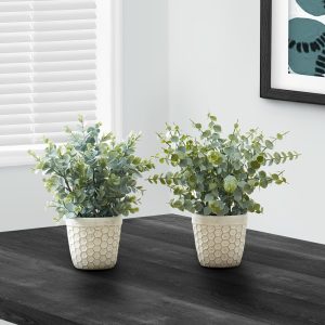 2 artificial plants paired with exquisite flower pots, artificial oases, indoor and simulated plants, desktop green potted plants, holiday and New Year decoration gifts for vacation homes, green leaves, vases