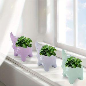 4 pieces of baby elephant ceramic flower pots, for flower planting, ceramic material, cute and cute shape, suitable for home balcony or indoor desktop decoration