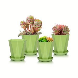 4 Pcs 6.7in Pots Of Plants, Minimalist Plastic Planters With Clean Lines, Creative Pots, Super Beautiful Flower Pot, Indoor Outdoor Home Decor Garden Patio