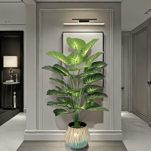 A Large Realistic Potted Plant - 24 Large Leaves, Broad-Leaved Plant Decoration, Green Broad-Leaved Tropical Rainforest Decorative Tree, Seasonal, Indoor And Outdoor Artificial Tree Potted Plant, Perfect for Weddings, Hotels, Gardens, Courtyards, Photography, Nordic Green Plant Potted Simulation Tree, Autumn And Winter Christmas Decoration Green Plants